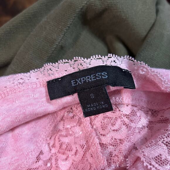 Vintage Y2K Express Lace Cami Tank Pink Size Small Layering Fairy Coquette - Picture 2 of 4